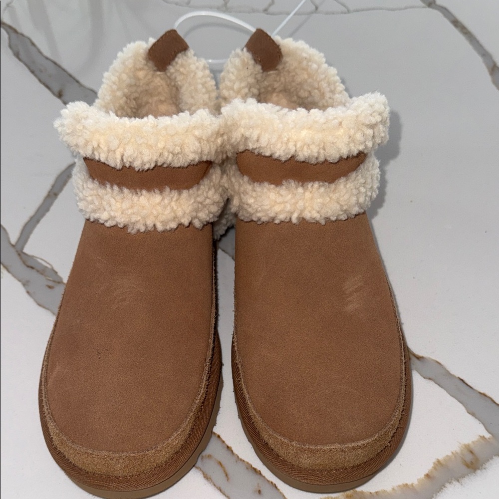 UGG Tan Ankle Booties with Cream Fur
